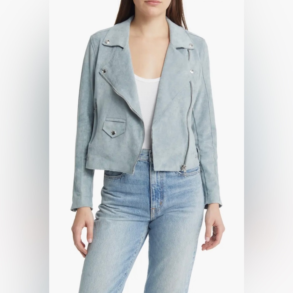 NWT Blank NYC Faux Suede Jacket Grey/Blue Color Size S - Picture 1 of 11